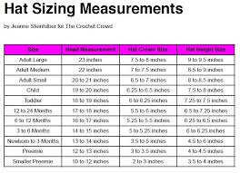 crochet hat sizes reference guide crochet hat sizing