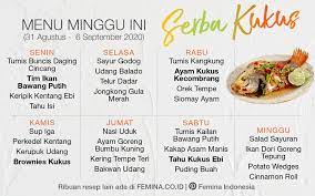 Daftar Menu Mingguan 31 Agustus 6 September 2020 Serba Kukus Makanan Ide Makanan Resep Masakan