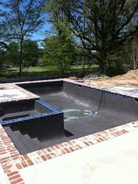 Construction Is Well Underway Actually Only A Week In Here In Mississippi They Are Shoot Small Inground Pool Backyard Pool Landscaping Small Backyard Design