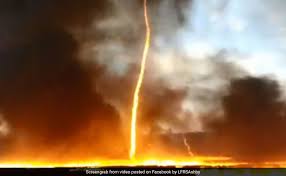 Typically, a tornado is 20 to 100 metres wide at the surface, lasts for a few minutes and has a track the uk has little need of tornado warnings, however the met office actively works with the national oceanic and atmospheric administration (noaa) in the usa to. Footage Of Massive Firenado That S A Fire Tornado In Uk Goes Viral