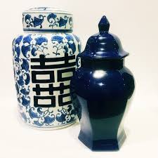 Storage jar with lid features thick sidewalls for added durability and stability. Solid Blue Ginger Jar With Lid Etsy Ginger Jars Jar Decorative Jars