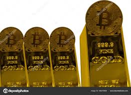 Financial Growth Concept With Golden Bitcoins Ladder On