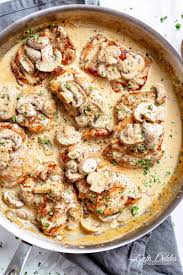 Sauce Rosemary Thyme Butter Garlic Mushroom Heavy Cream And Parmesan Cheese Chicken Thights Recipes Creamy Chicken Recipes Creamy Mushroom Chicken