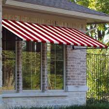 Awntech 304 5 In Wide X 36 In Projection Red White Stripe Open Slope W Windows And Doors House Exterior Awning