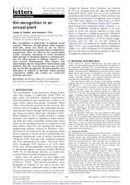 Pdf Kin Recognition In An Annual Plant