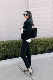 Black And White Leopard Print Shoes Kate Spade Cameron Pants Work Outfit Inspiration Career Outfits Meeting Outfit