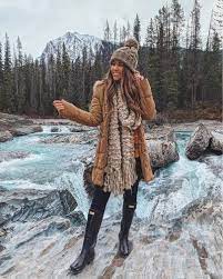 Missing These Mountains And This Turquoise Water Views Fashion Mountain Outfit Winter Outfits Canada