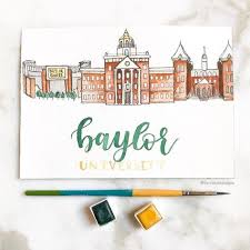 Baylor University Watercolor Painting Baylor Baylor Gifts Baylor University Dorm