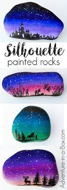 In this rock painting tutorial i show you how you can learn to paint a hill with a cottage. Magical Landscape Silhouette Painted Rocks For A Rock Hunt Adventure In A Box
