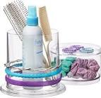 Stackable Clear Plastic Headband and Hairbrush Holder with Accessory Compartment and Lid Stori Store