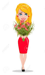 Collection of cartoon bouquet of flowers (42) cartoon images of bunches of flowers flower colouring images hd Beautiful Woman In Red Dress Holding Bouquet Of Flowers Smiling Royalty Free Cliparts Vectors And Stock Illustration Image 93152587