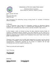 Preparing to conduct business research: Letter In Conducting Survey Docx Permission Letter For Conducting Survey Mindanao Mission Academy 9024 Poblacion Manticao Misamis Oriental Date Course Hero