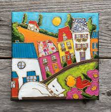 Le Chat Blanc Dort Sur La Galerie Whimsical Art Paintings Mini Canvas Art Whimsical Art