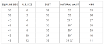 Equiline Us Apparel Size Guide Equiline America