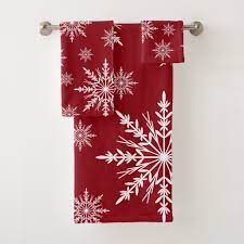 Shop for christmas towels at bed bath & beyond. White Winter Snowflakes On Red Bath Towel Set Zazzle Com In 2021 Red Bath Towels Christmas Bath Towels Winter Snowflakes