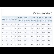 xscape size chart fashion dresses