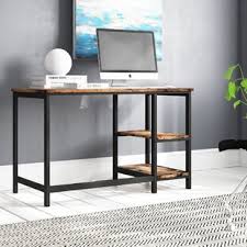 Foxemart computer desk 47 office desk with storage shelves, industrial student study writing desk, modern work desk for home office, small desk gaming pc table workstation, rustic and black. Modern Contemporary Desks You Ll Love Wayfair Co Uk