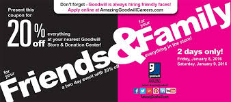 Click through this link to get 20% off when you refer to a friend. Goodwill Friends And Family