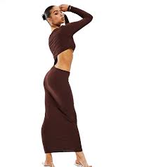 4.4 out of 5 stars. Asyou Cut Out Maxi Dress With Long Sleeves In Chocolate Brown Modesens