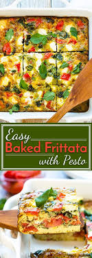 Baked Frittata With Pesto Tomatoes Goat Cheese Recipe Baked Frittata Veggie Breakfast Casserole Frittata Recipes