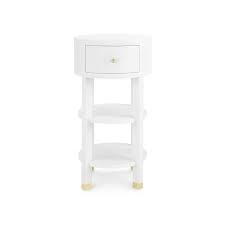 The nightstand has two spacious drawers with ample storage. Bungalow 5 Claudette 1 Drawer Round Side Table White Meadow Blu