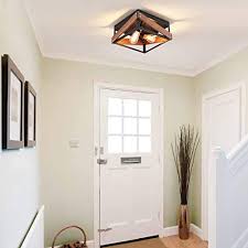 The home mender, dustin luby, shows us how to install a light fixture on the ceiling. Rustic Industrial Flush Mount Light Fixture Two Light Metal And Wood Square Flush Mount Ceiling Light For Hallway Living Farmhouse Goals
