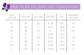 Shoe Conversion Chart Women To Kids Shoe Size Conversion