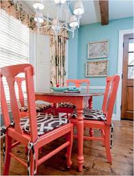 Decorating With Coral Centsational Style Eclectic Dining Room Painted Kitchen Tables Painted Dining Chairs