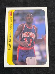 The average price for an isaiah thomas rookie card is about $6, but some are worth quite a bit less and some quite a bit more. Lot Nm Mt 1986 Fleer Sticker Isiah Thomas Rookie 10 Basketball Card Hof