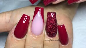 1.19 red heart tip stiletto. Valentine Nails Acrylic Nails Youtube