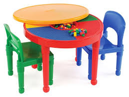 Tot Tutors Kids 2 In 1 Plastic Lego Compatible Activity Table And 2 Chairs Set Primary Colors Inclu Kids Table And Chairs Activity Table Table And Chair Sets