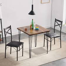 Maybe you would like to learn more about one of these? Buy Vecelo 3 Piece Dining Table Set 2 Chairs With Metal Legs For Kitchen Dinette Breakfast Nook Retro Brown And Black Online In Germany B08blfj5gb