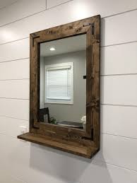 Mirror With 5 Deep Shelf Bathroom Mirror Entryway Etsy In 2021 Rustic Bathroom Mirrors Wood Framed Mirror Entryway Mirror