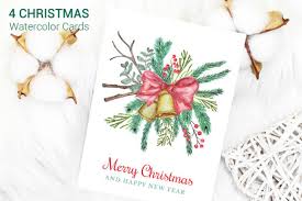 Download Christmas Cards Watercolor Clipart Graphic By Pawstudio Creative Fabrica SVG Cut Files