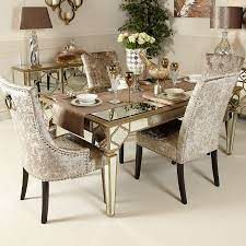 Soft silver metallic finish is finished with a protective coat. Mirrored Dining Table And 6 Chairs Off 68