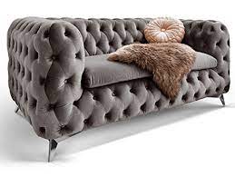Chesterfield sofas und sessel sind weltweit zum symbol für englischen stil und traditionelle britische handwerkskunst geworden. Chesterfield Sofa Couch Stoff Samt 3 Sitzer 2 Sitzer Sessel 1 Sitzer Designer Mobel Emma 2 Sitzer Silber Grau Samtmobel