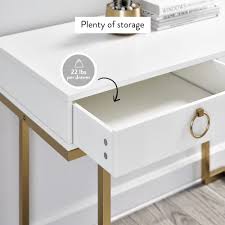Nathan James Leighton Two Drawer Modern Desk White And Gold Finish Walmart Com Walmart Com Kids arlo white and gold desk 46wx23dx33.25h.