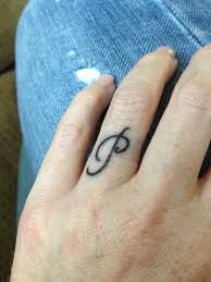 I Love This P For Our Ring Finger Initial Tattoos Initial Tattoo Tattoo Wedding Rings Finger Tattoos For Couples