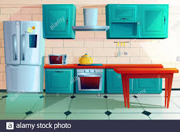 kitchen interior witn furniture cartoon