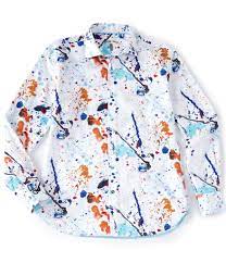 Jun 05, 2021 · this black shirt features the retro logo and is covered in neon paint splatters on both the front and back. Visconti Paint Splatter Long Sleeve Woven Shirt Dillard S