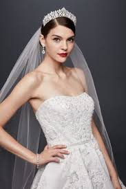 Oleg Cassini 3 D Floral Satin Wedding Dress David S Bridal Ball Gowns Wedding Davids Bridal Wedding Dresses Ball Gown Wedding Dress