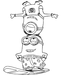 Bob, stuart, kevin from cartoon minions coloring page. Hilarious Minions Picture To Color