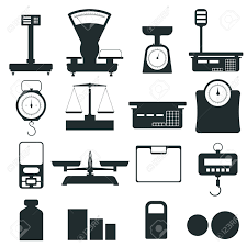 Weighing scales with pan and dial for weight measurement. Set Of Kitchen Scales Silhouette Of Weight Tool Different Weights The Balance In Grams And Kilograms Isolated On White Background Vector Illustration Royalty Free Cliparts Vectors And Stock Illustration Image 94672293