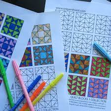 I have always enjoyed coloring. 50 Coloring Pages Quilt Block Teabag Folding Tiles Collection Origami Twist
