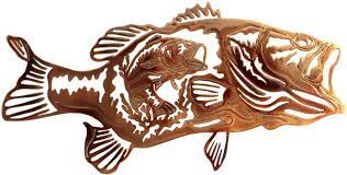 Bass Fishing Rustic Metal Art Lodge Decor Wall Hanging Fish Decor Wall Art Fish Art Fish Wall Art