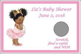 Vintage Little Princess Personalized Baby Shower Scratch Off Game Caucasian Or African American Set Of 12