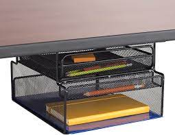Holds securely with our premium 3m vhb adhesive. Amazon Com Safco Products 3244bl Onyx Mounted Under Desk Hanging Storage Convenient Organization Ideal For Sit Stand Workstations Black 10 25 W X 12 37 D X 7 25 H Office Products