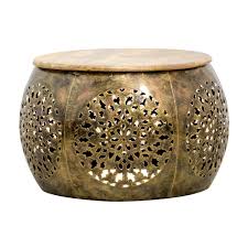 Makes the focal point of your room with the bates iron burnt brass hammered coffee table. Peetal Round Drum Coffee Table Myakka Co Uk Myakka