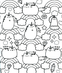 Pusheen is a cartoon cat who is the subject of comic strips and sticker sets on facebook. Pusheen Unicorn Cat On The Rainbow Coloring Pages Cat Coloring Pages Coloring Pages For Kids And Adults