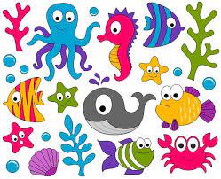 Under The Sea Clip Art Ocean Digital Clipart Fishes Whale Crab Seahorse Instant Download Clipart Ydc042 Digital Clip Art Clip Art Under The Sea